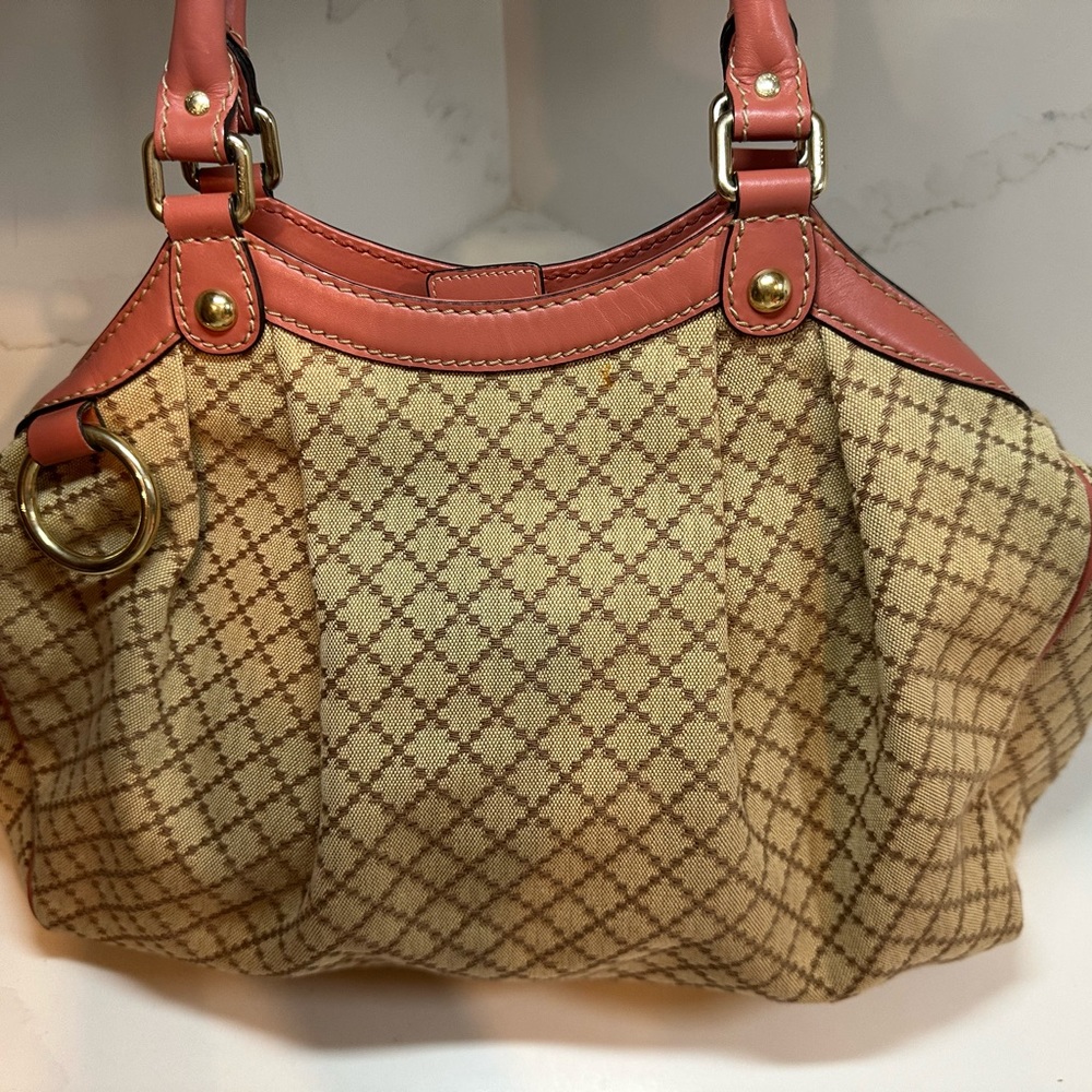 Gucci Suckey Diamante Canvas and Leather Hobo Tote